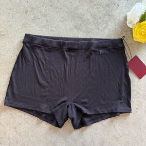 Tommy John Lounge Boy Shorts XXL Black High Rise Stretch Ribbed NWT